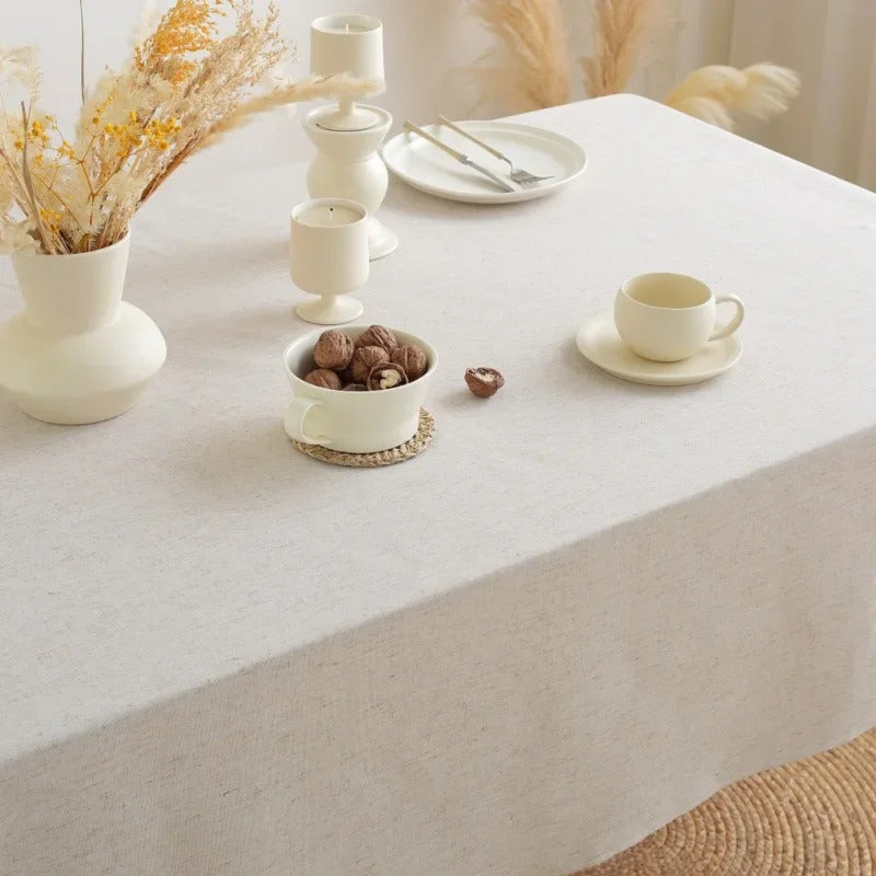 Cotton Linen Ruffled Tablecloth