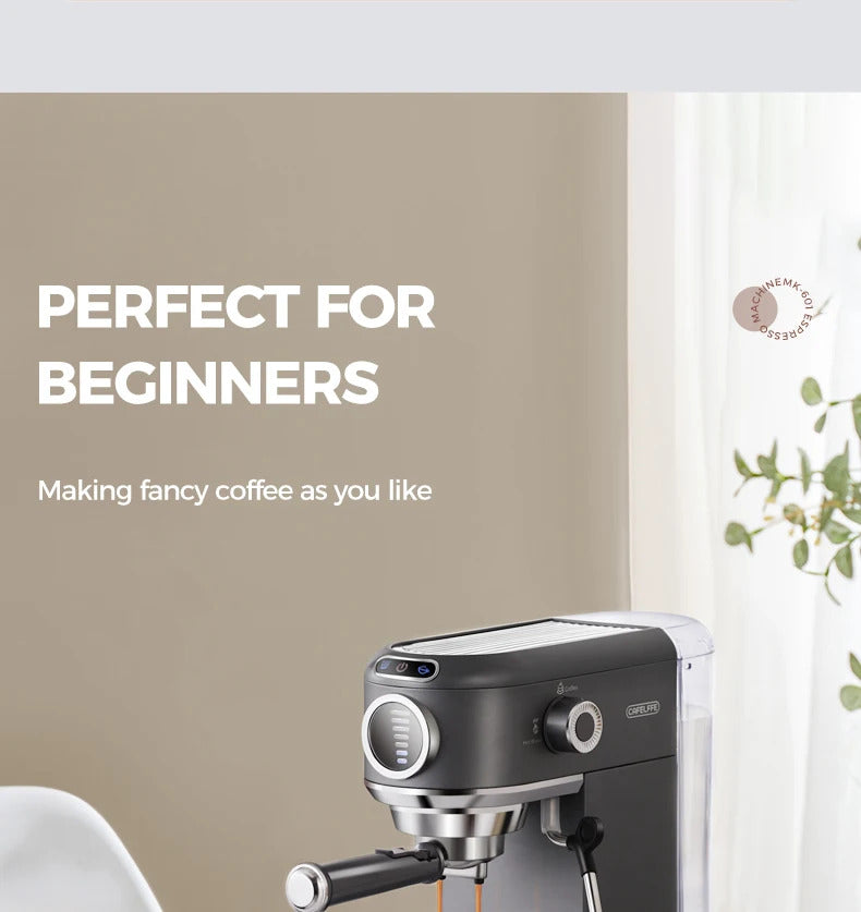 2025Cafelffe Coffee Maker 19Bar Inox Semi Automatic Super Slim ESE POD&Powder Espresso Cappuccino Machine Stainless Steel Cold/Hot2025