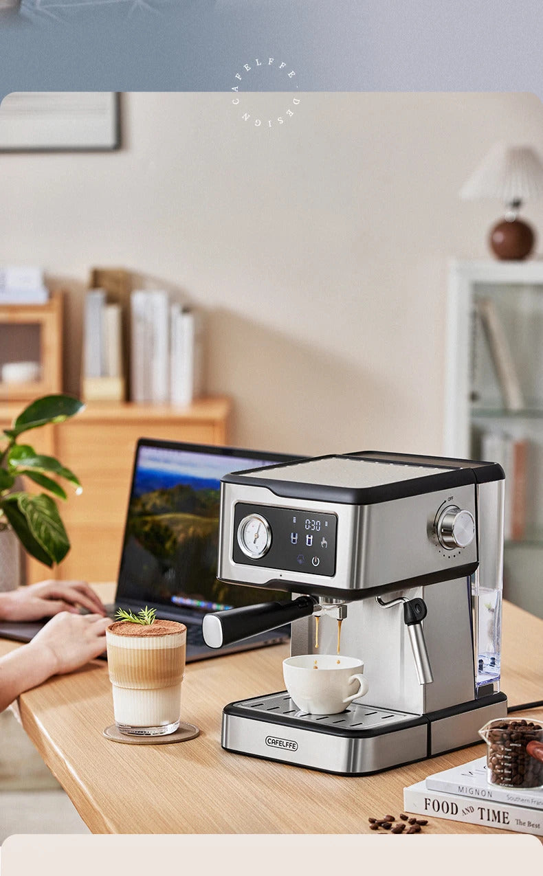 Cafelffe 2025 Espresso Coffee Machine Stainless Steel with Milk Frother & Steam Wand | Semi-Automatic Cappuccino Maker | 20Bar Pressure | Cafetera