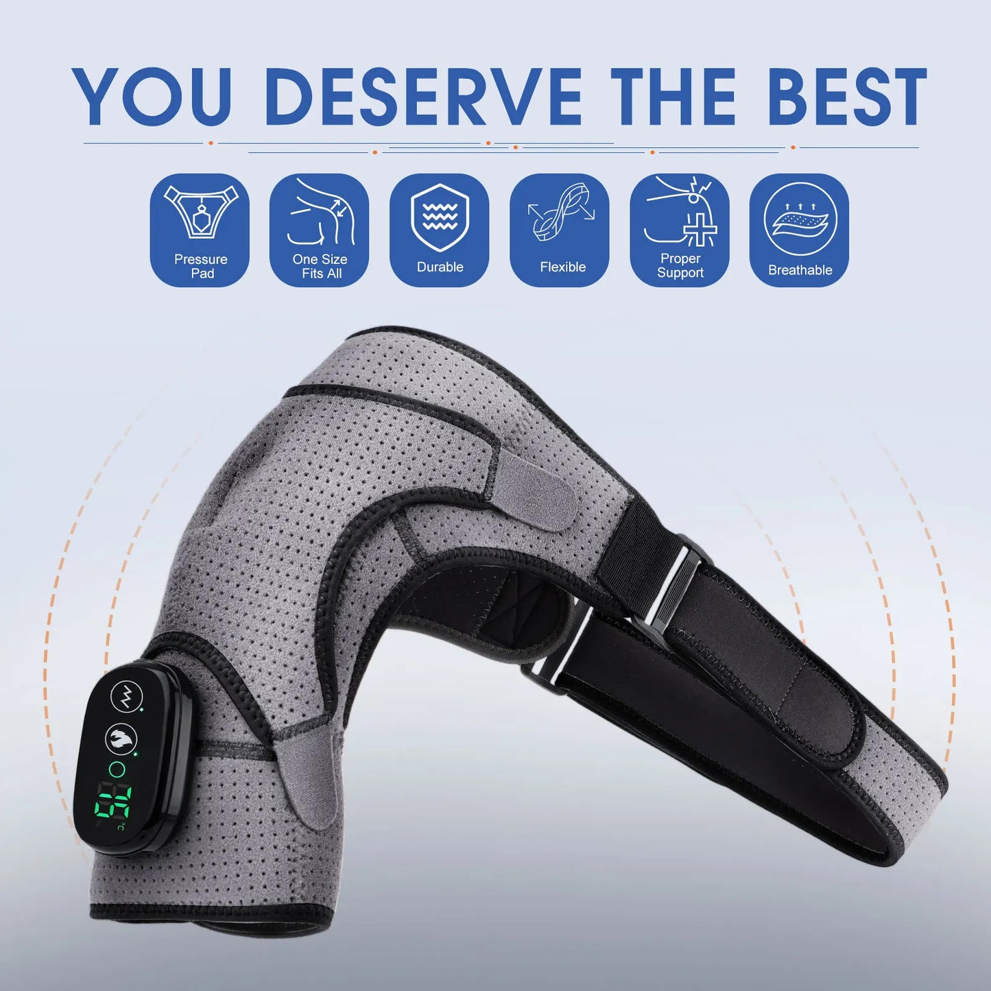 Electric Shoulder Massager Heating Vibration Massage Belt Thermal Physiotherapy Brace Knee Arthritis Pain Relief Rechargeable