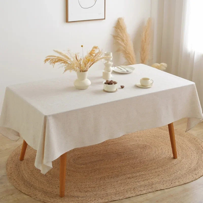 Cotton Linen Ruffled Tablecloth