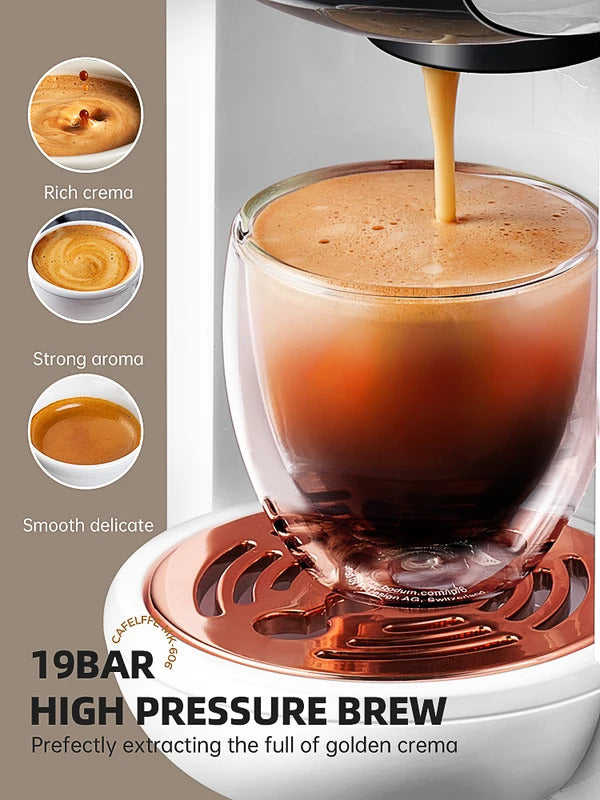 5-in-1 Coffee Machinefor Dolce Gusto, Nespresso, ESE Pods, Ground Coffee, and K-cups | 19Bar Hot & Cold Coffee Maker