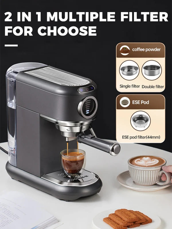 2025Cafelffe Coffee Maker 19Bar Inox Semi Automatic Super Slim ESE POD&Powder Espresso Cappuccino Machine Stainless Steel Cold/Hot2025