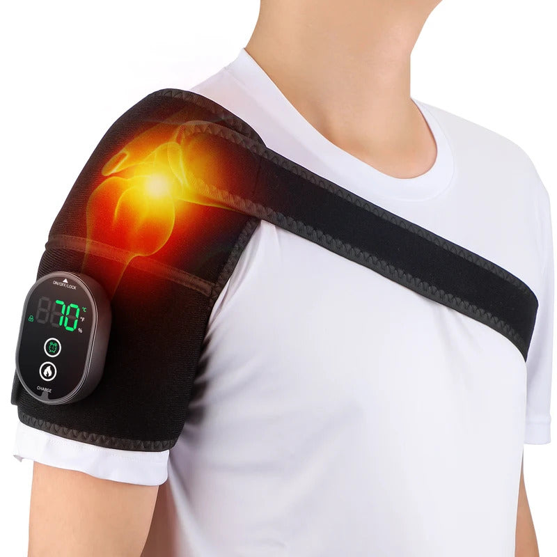 Electric Shoulder Massager Heating Vibration Massage Belt Thermal Physiotherapy Brace Knee Arthritis Pain Relief Rechargeable