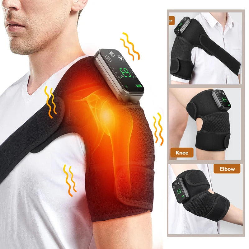 Electric Shoulder Massager Heating Vibration Massage Belt Thermal Physiotherapy Brace Knee Arthritis Pain Relief Rechargeable