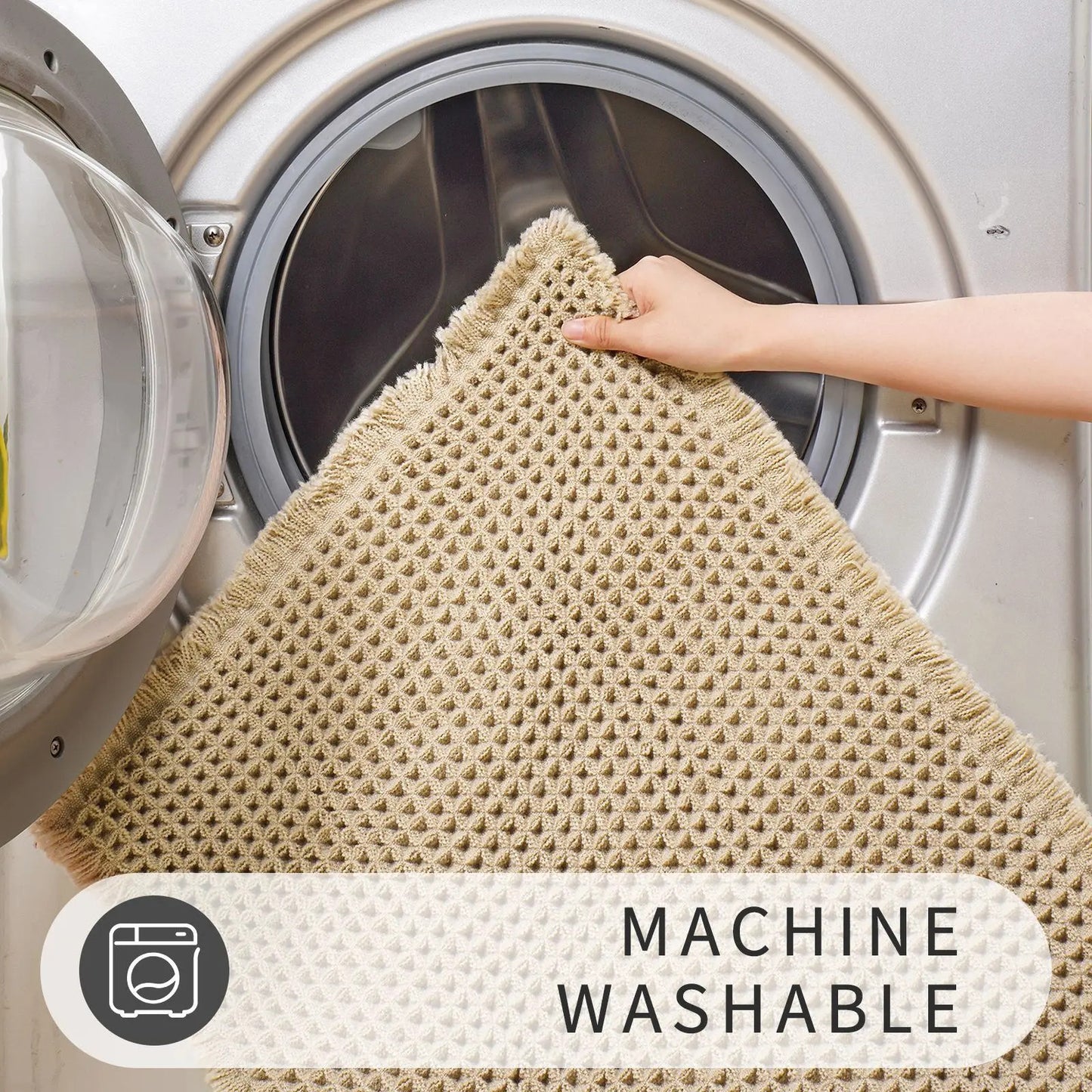 Polyester-cotton Waffle Bath Mat Bathroom Door Mat Anti-slip Foot Mats Water-absorbent, Quick-drying Floor Towel Anti-slip Rug