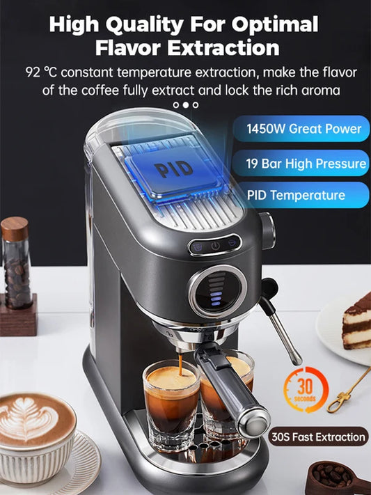 2025Cafelffe Coffee Maker 19Bar Inox Semi Automatic Super Slim ESE POD&Powder Espresso Cappuccino Machine Stainless Steel Cold/Hot2025