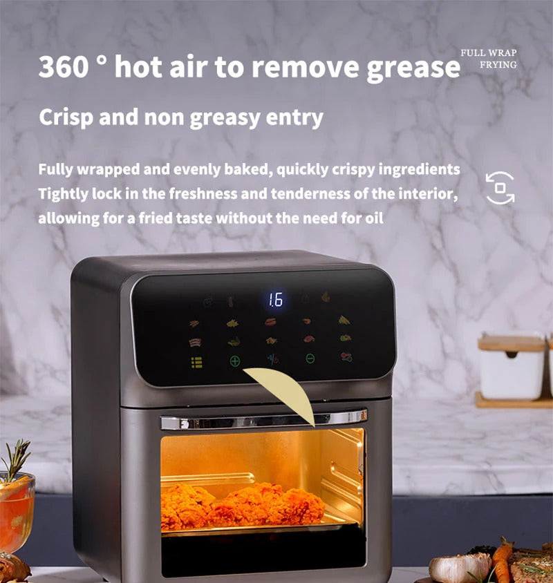 10LLarge Capacity Electric Air Fryer | Oil-Free & Automatic Household Kitchen Convection Oven | 360° Baking & Deep Fryer | Healthy Cooking Without Oil