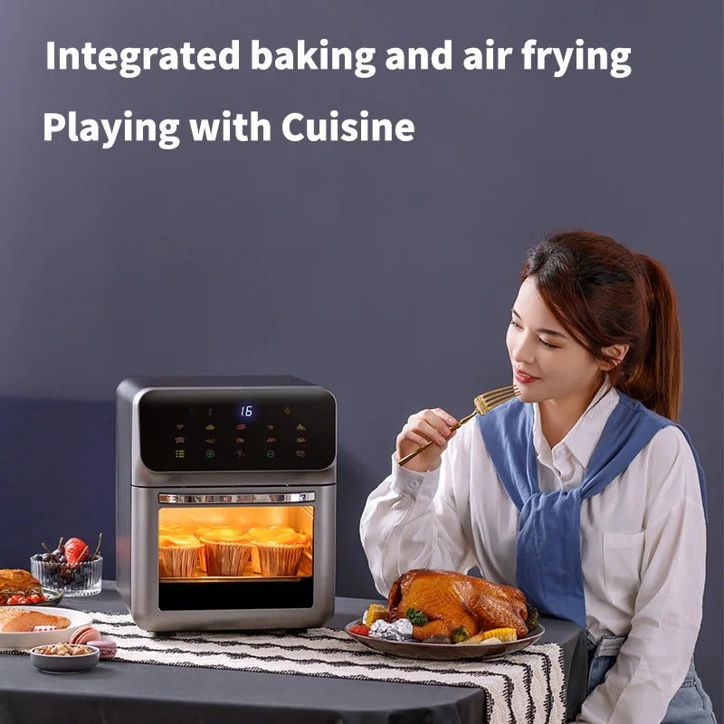 10LLarge Capacity Electric Air Fryer | Oil-Free & Automatic Household Kitchen Convection Oven | 360° Baking & Deep Fryer | Healthy Cooking Without Oil