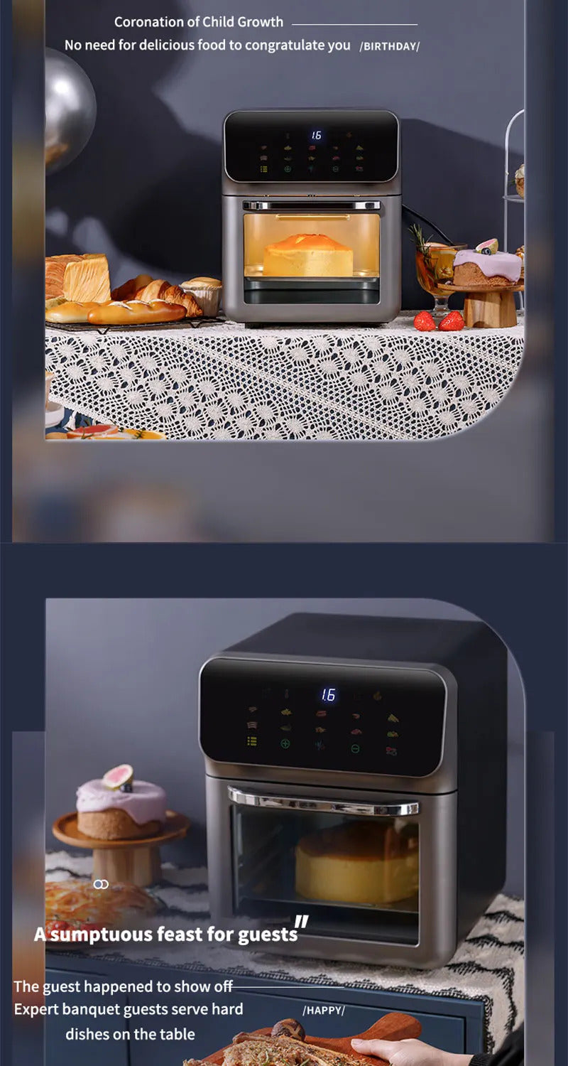 10LLarge Capacity Electric Air Fryer | Oil-Free & Automatic Household Kitchen Convection Oven | 360° Baking & Deep Fryer | Healthy Cooking Without Oil