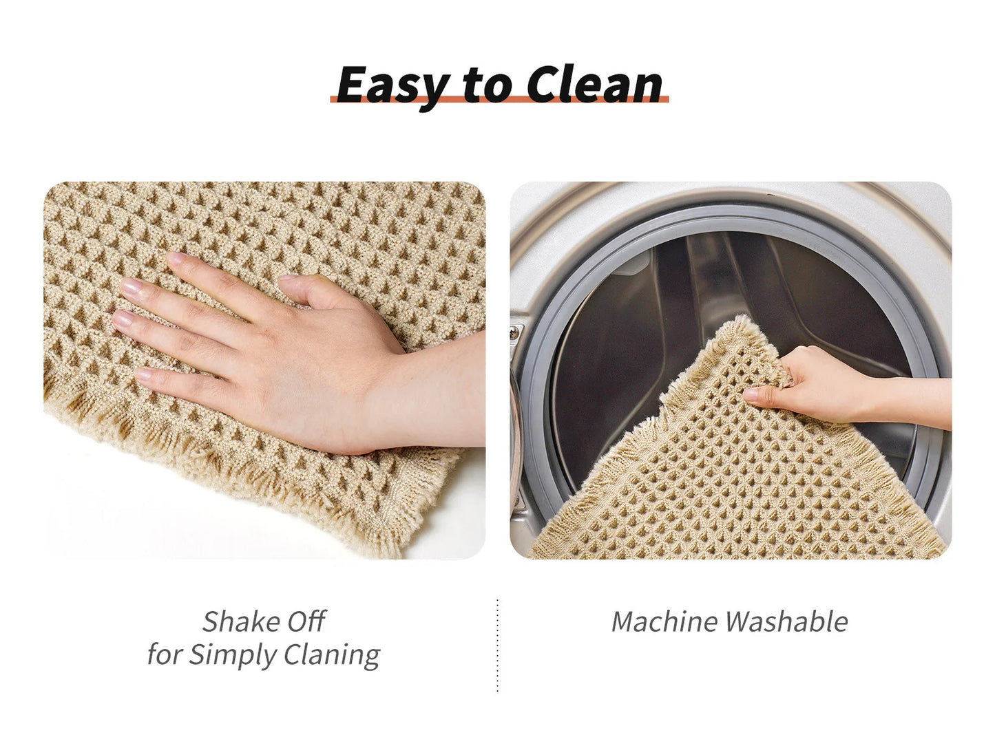 Polyester-cotton Waffle Bath Mat Bathroom Door Mat Anti-slip Foot Mats Water-absorbent, Quick-drying Floor Towel Anti-slip Rug