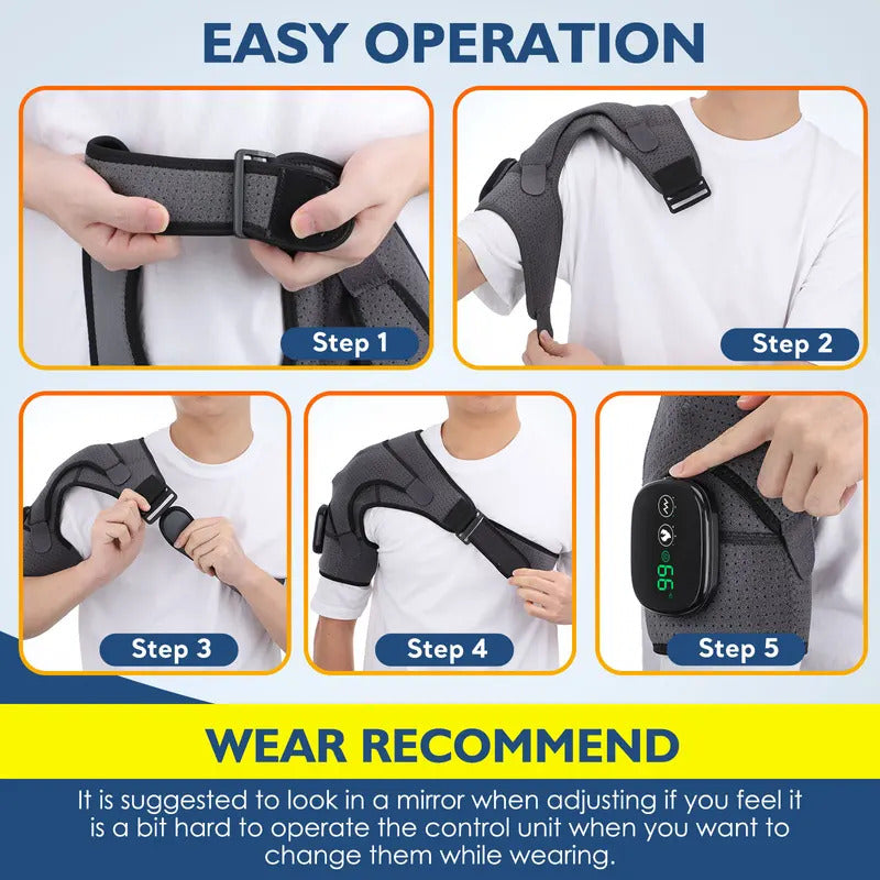 Electric Shoulder Massager Heating Vibration Massage Belt Thermal Physiotherapy Brace Knee Arthritis Pain Relief Rechargeable