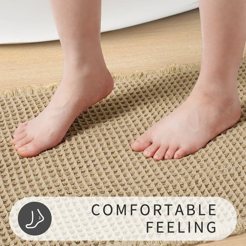 Polyester-cotton Waffle Bath Mat Bathroom Door Mat Anti-slip Foot Mats Water-absorbent, Quick-drying Floor Towel Anti-slip Rug