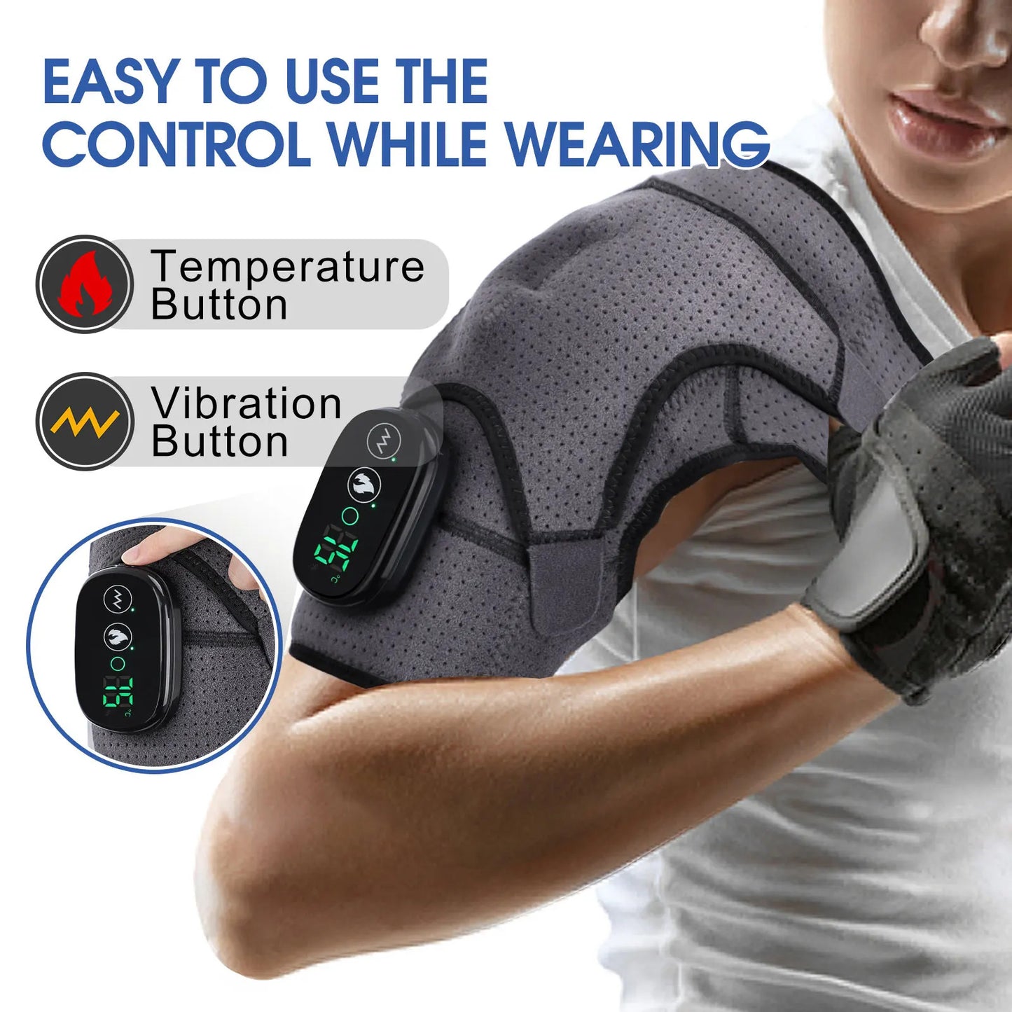 Electric Shoulder Massager Heating Vibration Massage Belt Thermal Physiotherapy Brace Knee Arthritis Pain Relief Rechargeable