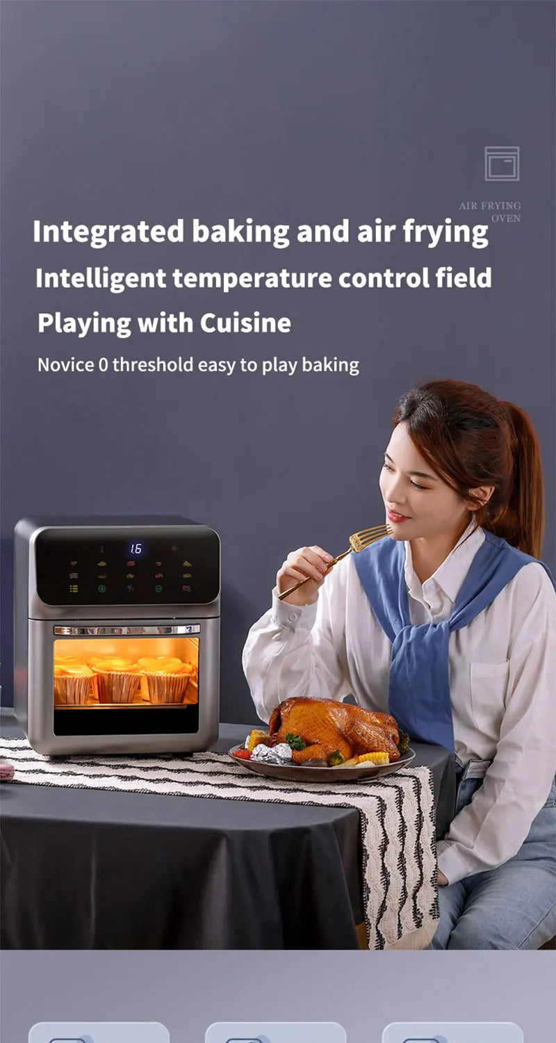 10LLarge Capacity Electric Air Fryer | Oil-Free & Automatic Household Kitchen Convection Oven | 360° Baking & Deep Fryer | Healthy Cooking Without Oil