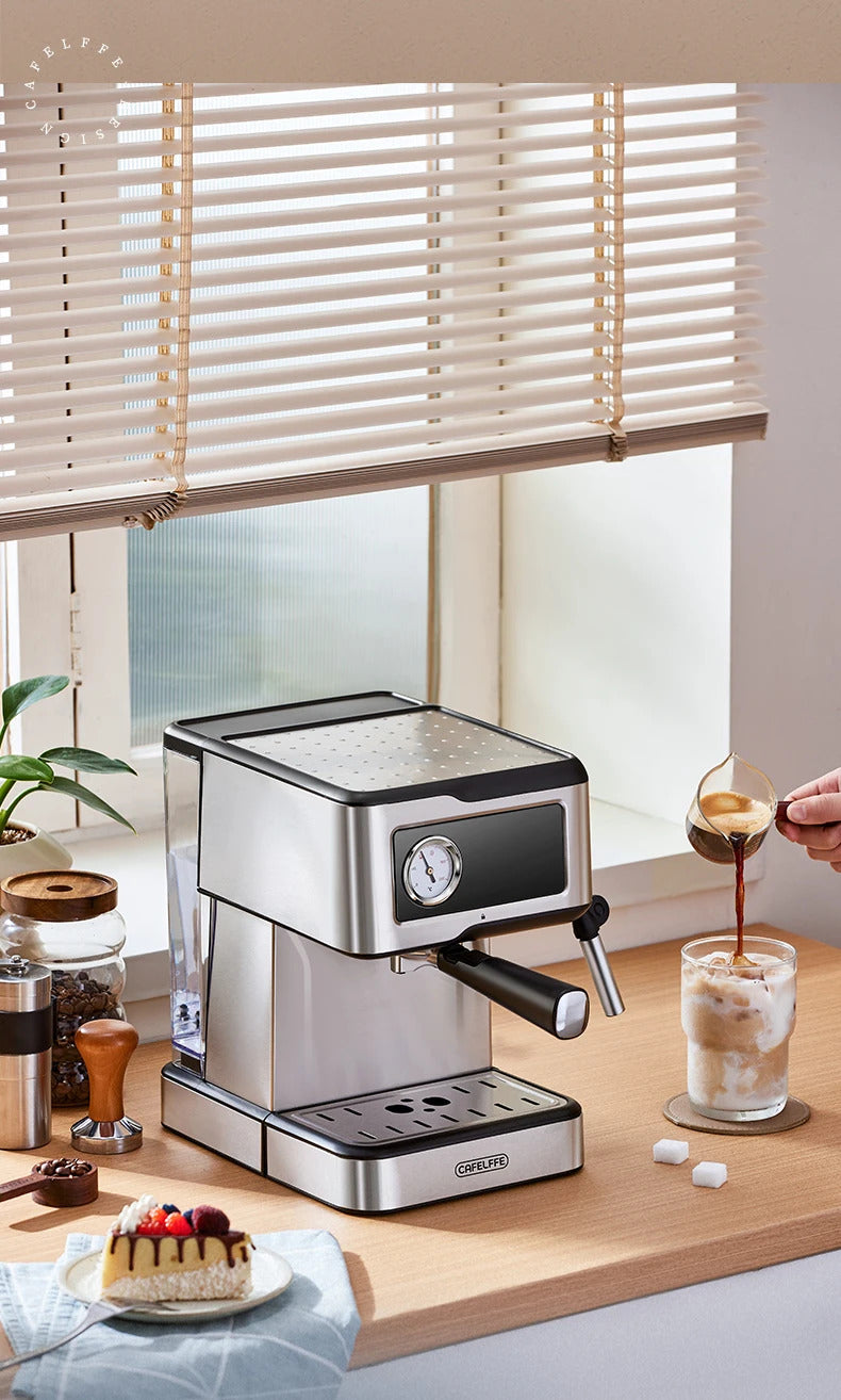 Cafelffe 2025 Espresso Coffee Machine Stainless Steel with Milk Frother & Steam Wand | Semi-Automatic Cappuccino Maker | 20Bar Pressure | Cafetera