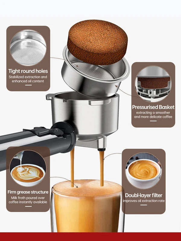 2025Cafelffe 4-in-1 Coffee Maker Hot/Cold Dolce Gusto&Nespresso Capsule ESE Pod Ground Cappuccino Espresso Machine Cafetera 19 Bar2025