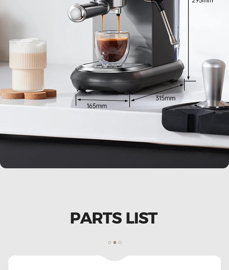 2025Cafelffe Coffee Maker 19Bar Inox Semi Automatic Super Slim ESE POD&Powder Espresso Cappuccino Machine Stainless Steel Cold/Hot2025
