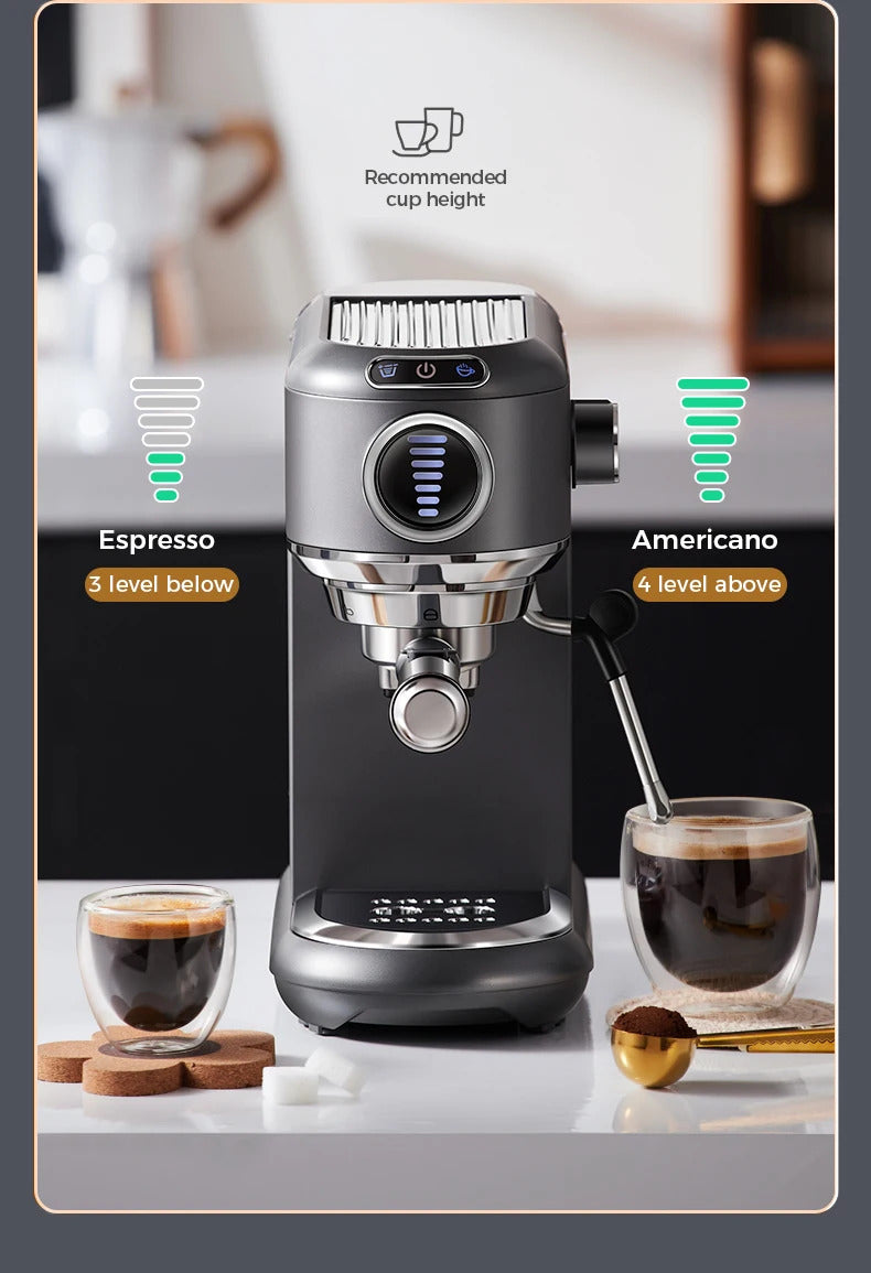 2025Cafelffe Coffee Maker 19Bar Inox Semi Automatic Super Slim ESE POD&Powder Espresso Cappuccino Machine Stainless Steel Cold/Hot2025