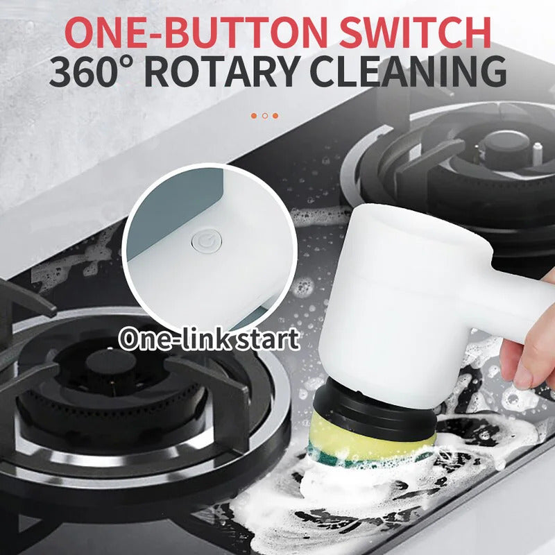 Electric Cleaning Turbo Scrub Brush Waterproof Cleaner Wireless Charging Cleaner Bathroom Kitchen Cleaning Tools Set
