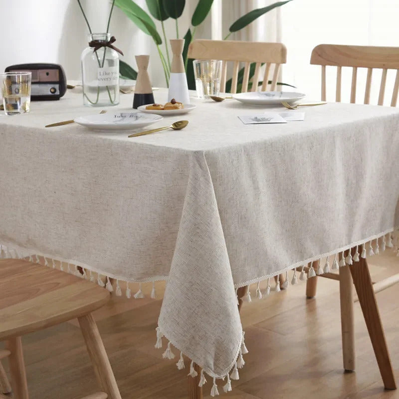 Cotton Linen Ruffled Tablecloth