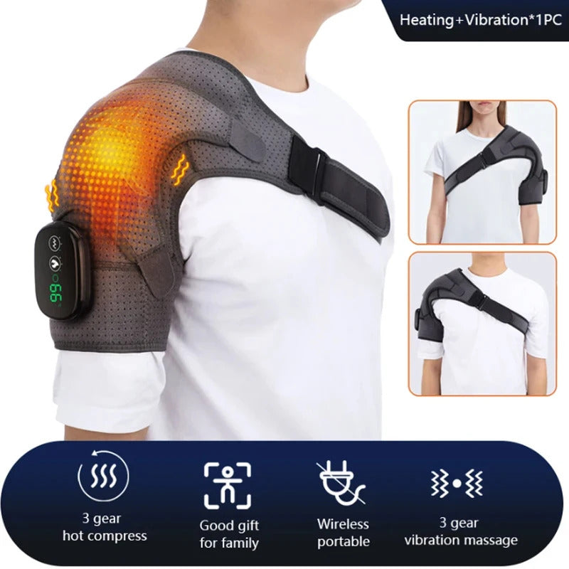 Electric Shoulder Massager Heating Vibration Massage Belt Thermal Physiotherapy Brace Knee Arthritis Pain Relief Rechargeable
