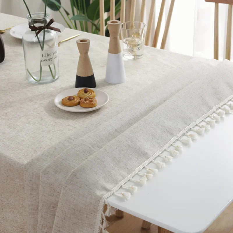 Cotton Linen Ruffled Tablecloth