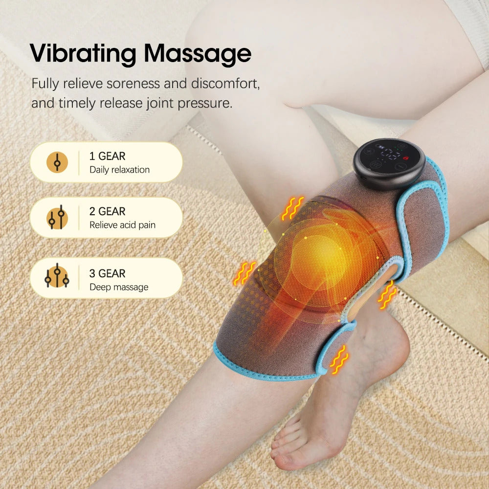 Electric Shoulder Massager Heating Vibration Massage Belt Thermal Physiotherapy Brace Knee Arthritis Pain Relief Rechargeable