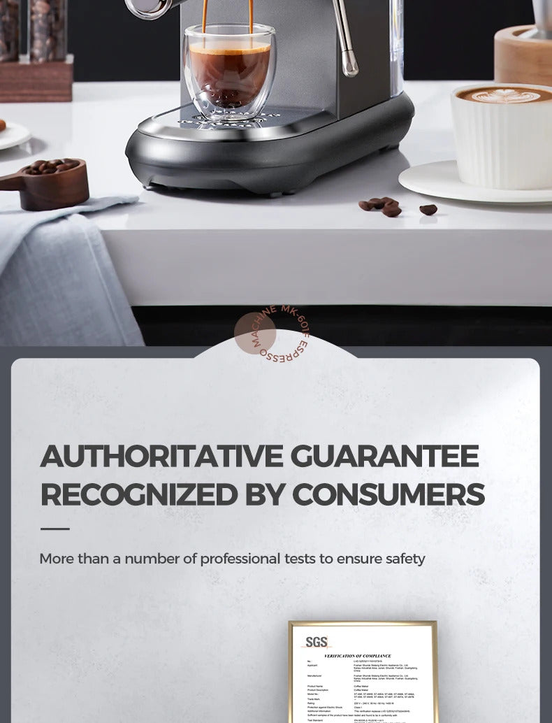 2025Cafelffe Coffee Maker 19Bar Inox Semi Automatic Super Slim ESE POD&Powder Espresso Cappuccino Machine Stainless Steel Cold/Hot2025
