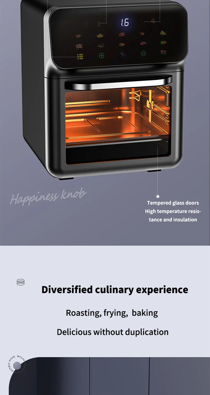 10LLarge Capacity Electric Air Fryer | Oil-Free & Automatic Household Kitchen Convection Oven | 360° Baking & Deep Fryer | Healthy Cooking Without Oil