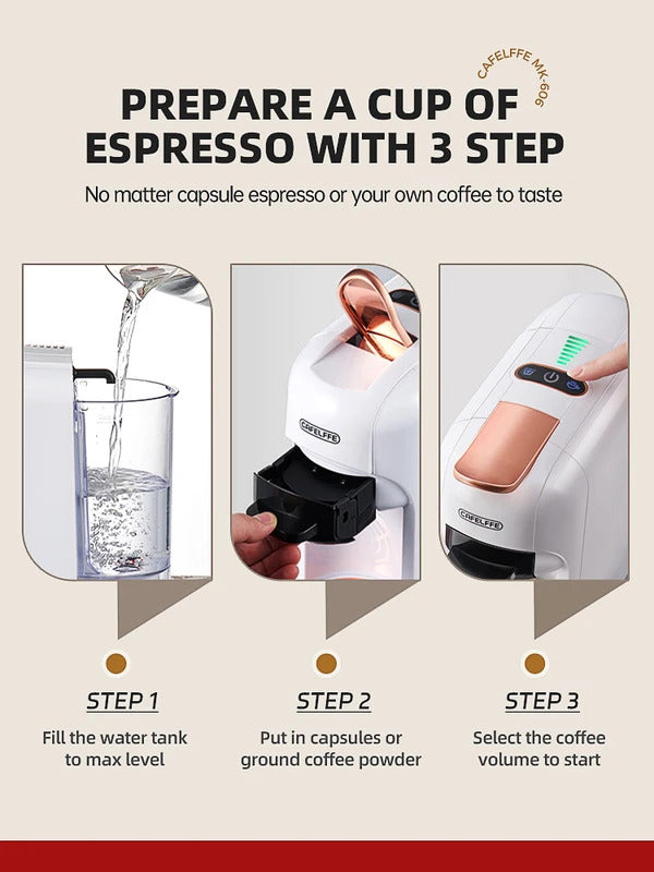 5-in-1 Coffee Machinefor Dolce Gusto, Nespresso, ESE Pods, Ground Coffee, and K-cups | 19Bar Hot & Cold Coffee Maker