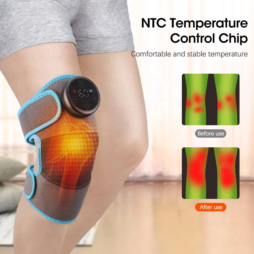 Electric Shoulder Massager Heating Vibration Massage Belt Thermal Physiotherapy Brace Knee Arthritis Pain Relief Rechargeable