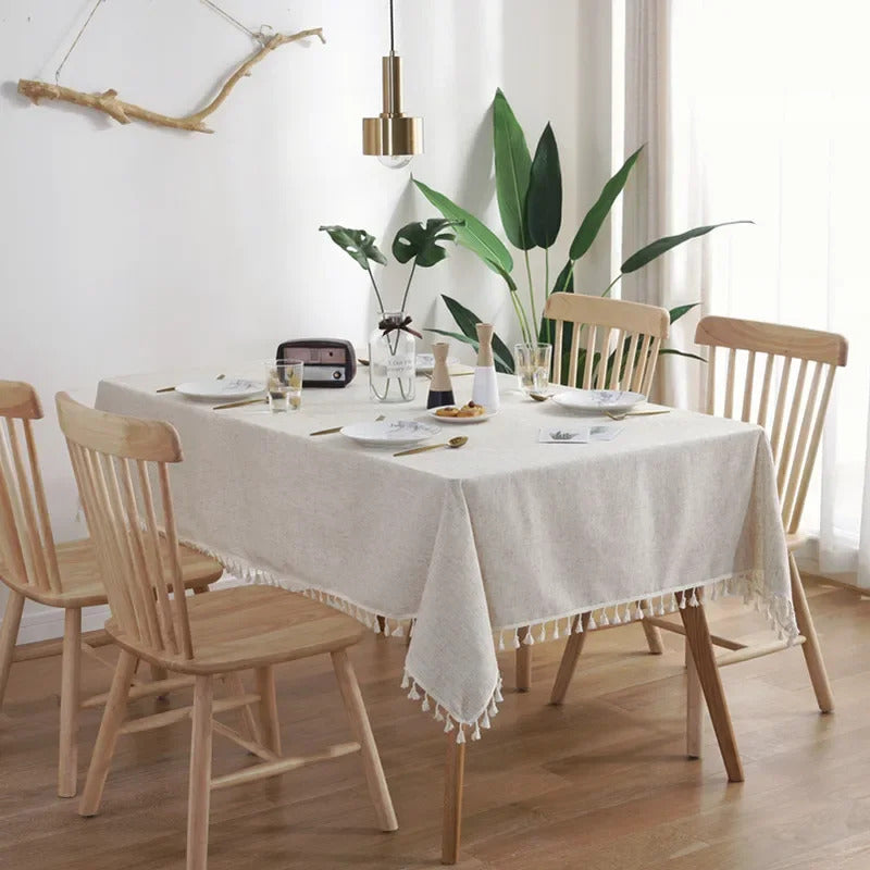 Cotton Linen Ruffled Tablecloth