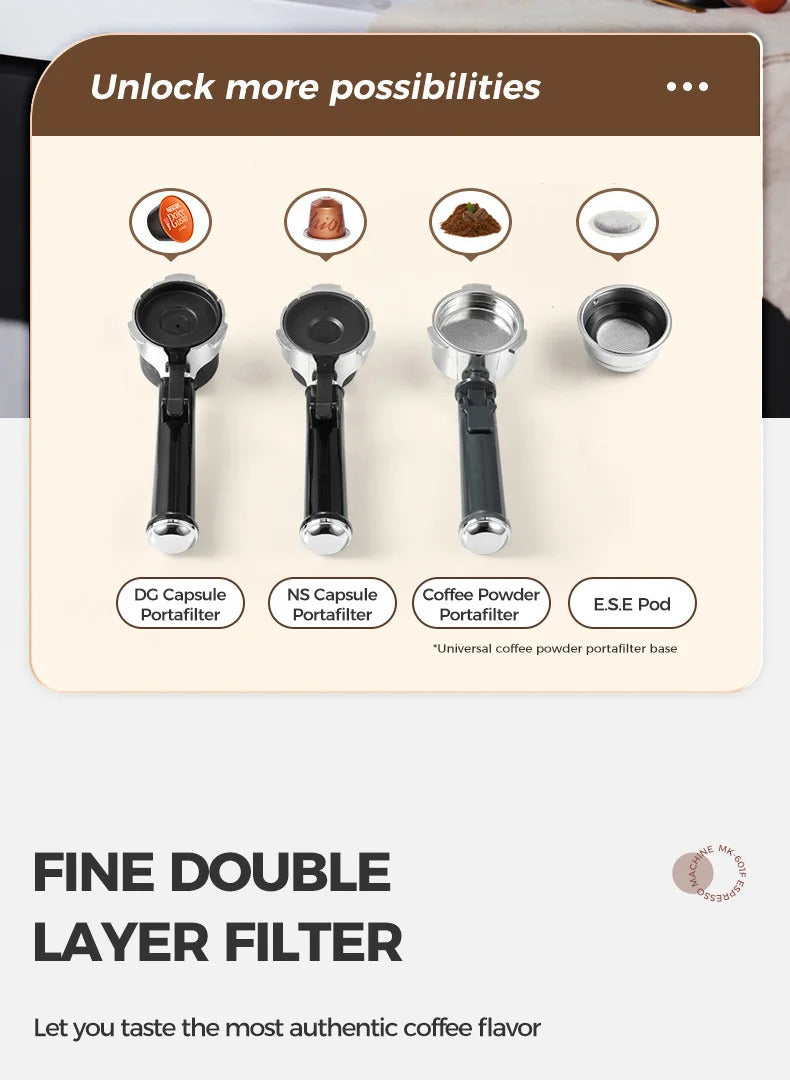 2025Cafelffe 4-in-1 Coffee Maker Hot/Cold Dolce Gusto&Nespresso Capsule ESE Pod Ground Cappuccino Espresso Machine Cafetera 19 Bar2025