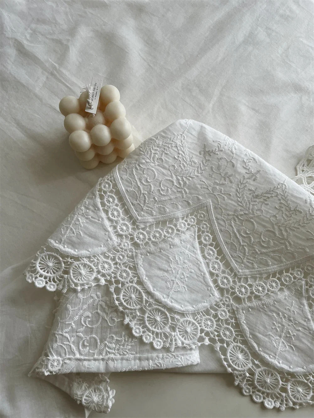 Embroidery 100% Cotton Lace White Flower Tablecloth for Home Wedding Party Decoration Table Cloth Luxurious Table Cover