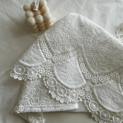 Embroidery 100% Cotton Lace White Flower Tablecloth for Home Wedding Party Decoration Table Cloth Luxurious Table Cover